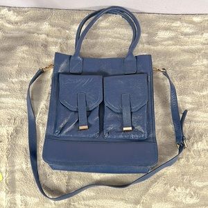 Erica Anenberg Large Blue Leather Tote Bag Crossbody bag